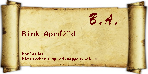 Bink Apród névjegykártya